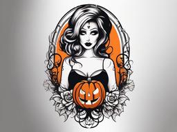 Sexy Halloween Tattoo - Sexy and alluring tattoo with a Halloween theme.  simple color tattoo,minimalist,white background