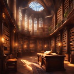 magical library - create an artwork of a grand library filled with ancient tomes and magical knowledge. 