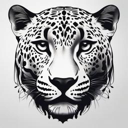 black jaguar tattoo  minimal color tattoo, white background