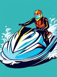 Jet Ski Clipart - A jet ski racing on the water.  color vector clipart, minimal style