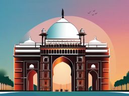 New Delhi clipart - India Gate and Jama Masjid in India,  color clipart, vector art