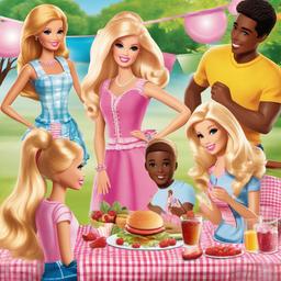 Barbie clipart - Barbie with friends at a picnic  clipart