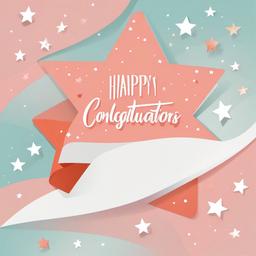 Congratulations clipart - celebratory greeting card with stars  color,minimalist,vector clipart