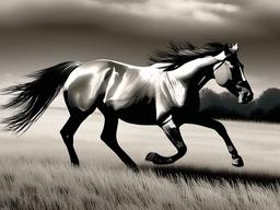 Horse clipart - horse running freely in a field  