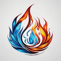 fire and water symbol tattoo  simple color tattoo,white background