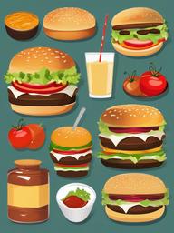 Burger clipart - burger stacked high with ingredients  