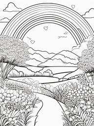 Rainbow Coloring Page - Joyful rainbow capturing the essence of spring.  easy,simple,minimal,coloring pages,black and white outline