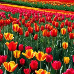 Tulip Field clipart - A field of colorful tulips, ,vector color clipart,minimal