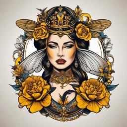 the queen bee tattoo parlour  vector tattoo design
