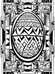 Easter Egg Coloring Pages - Egg with geometric patterns and lines  simple coloring pages