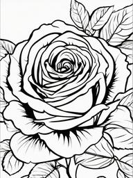 Rose Coloring Pages - Single rose with delicate petals and thorns  simple coloring pages