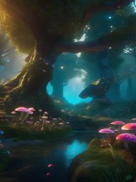 Enchanted Forest - An enchanting forest with fairies, unicorns, and glowing mushrooms detailed matte painting, deep color, fantastical, intricate detail, splash screen, complementary colors, fantasy concept art, 8k resolution trending on artstation unreal engine 5