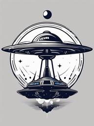 UFO Tattoo Simple - Keep it straightforward and cosmic with a simple UFO tattoo.  simple color tattoo,vector style,white background