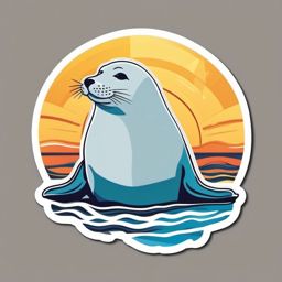 Seal Sticker - A smiling seal basking in the sun, ,vector color sticker art,minimal