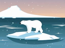 Polar Bear Clip Art - Polar bear on an ice floe,  color vector clipart, minimal style