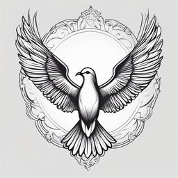 Holy Spirit Dove Tattoo Designs-Elegant and spiritual tattoo featuring a dove as a symbol of the Holy Spirit, capturing themes of faith and spirituality.  simple color tattoo,white background