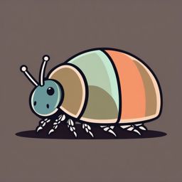 Pill Bug Clip Art - A pill bug curled into a ball,  color vector clipart, minimal style