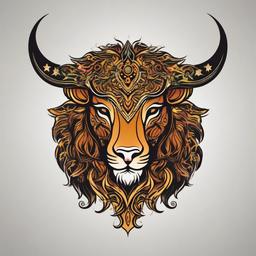 leo taurus tattoo  simple vector color tattoo