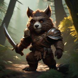 Bugbear Cub Learning Stealth with a Rogue detailed matte painting, deep color, fantastical, intricate detail, splash screen, complementary colors, fantasy concept art, 8k resolution trending on artstation unreal engine 5