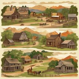 grayson county frontier village clipart  , vector illustration, clipart