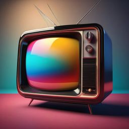 Retro Television - A retro television set with rabbit ear antennas hyperrealistic, intricately detailed, color depth,splash art, concept art, mid shot, sharp focus, dramatic, 2/3 face angle, side light, colorful background