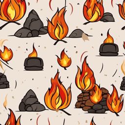 Fire Clipart - A crackling fire in the hearth.  color clipart, minimalist, vector art, 