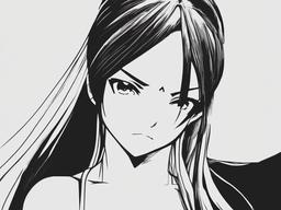 drawing of Erza Scarlet anime  minimal rough sketch scribbles,doodles,black and white