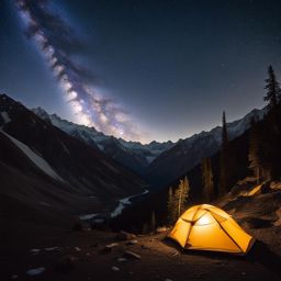 fairy meadows, pakistan - gazes at the milky way galaxy from a remote mountaintop campsite. 