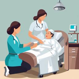 Nurse clipart - nurse caring for a patient  