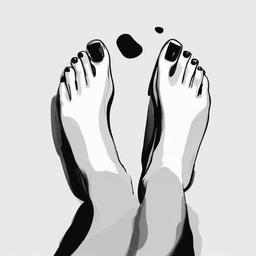 drawing of feet with nail polish  minimal rough sketch scribbles,doodles,black and white