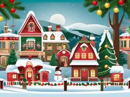 Christmas Pictures clipart - Christmas village scene  vector clipart