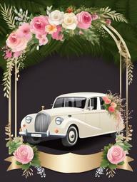 Wedding clipart - wedding car decorated with flowers  