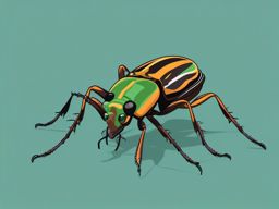 Tiger Beetle Clip Art - A tiger beetle with large mandibles,  color vector clipart, minimal style