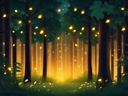 Glowing Fireflies in the Forest Emoji Sticker - Illuminated magic in the woodland, , sticker vector art, minimalist design