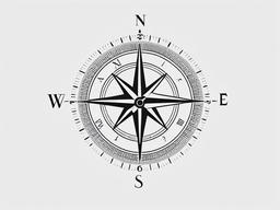 Half Clock Half Compass Tattoo - Tattoo featuring both a half clock and half compass.  simple vector tattoo,minimalist,white background