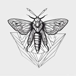 Geometric Moth Tattoo - Geometrically styled moth tattoo.  simple vector tattoo,minimalist,white background