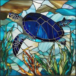 Stained Glass Turtles - Dive into the beauty of underwater life with stained glass turtles, featuring these graceful creatures in vibrant and captivating compositions.  