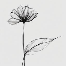 drawing of a flower in the wind  minimal rough sketch scribbles,doodles,black and white