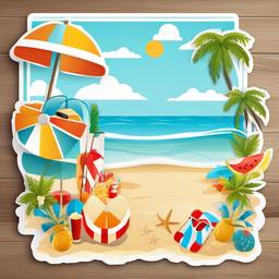 July clipart - summer beach scene  clipart