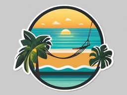 Tropical Island and Hammock Emoji Sticker - Relaxing in a hammock on an island, , sticker vector art, minimalist design