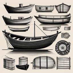 Boat clipart - traditional wooden fishing boat  