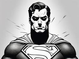 drawing of Superman with laser eyes  minimal rough sketch scribbles,doodles,black and white