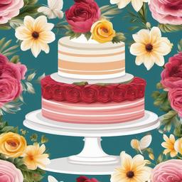 Cake clipart - multi-tiered wedding cake with flowers  