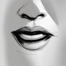 sketch of a mouth  minimal rough sketch scribbles,doodles,black and white