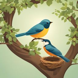 bird clipart in a treetop nest - perched and singing sweet melodies. 