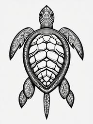 Fine Line Sea Turtle Tattoo - Opt for delicacy and precision with a fine line sea turtle tattoo, featuring intricate details and elegant linework.  simple color tattoo,minimal vector art,white background