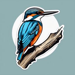 Common Kingfisher Sticker - A common kingfisher perched near water, ,vector color sticker art,minimal