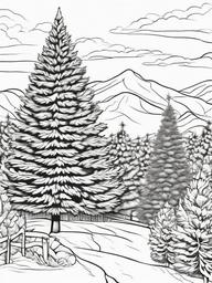 Christmas Tree Farm Coloring Pages - Trees Ready for Holiday Season  minimal black outline printable sheet, coloring page