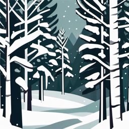 Snowy Pines clipart - Snow-covered pine trees in a forest, ,vector color clipart,minimal