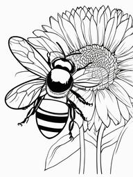 Bumblebee Coloring Pages - Bee with a daisy on its head  simple coloring pages